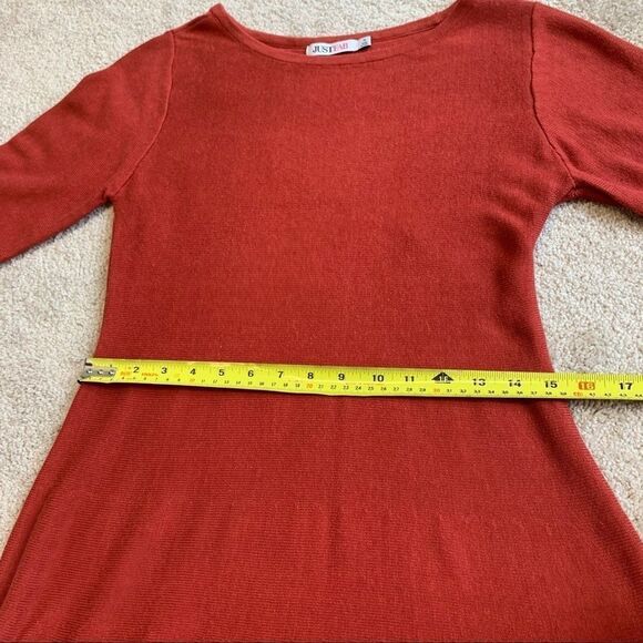 JUSTFAB NWT brick red fit & flare sweater dress sz M - Picture 11 of 11